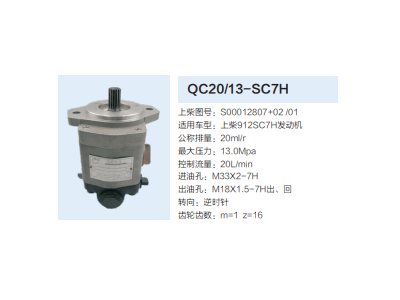 QC20/13-SC7H,動力轉(zhuǎn)向齒輪泵,濟(jì)南泉達(dá)汽配有限公司